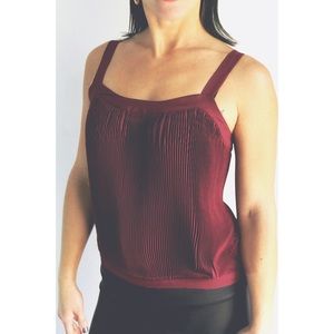 Burgundy Accordion Tank Blouse